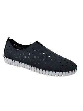 Eric Michael Inez Lucy Black Leather Slip On Shoes EU 36 US 5.5 White Sole NWOB